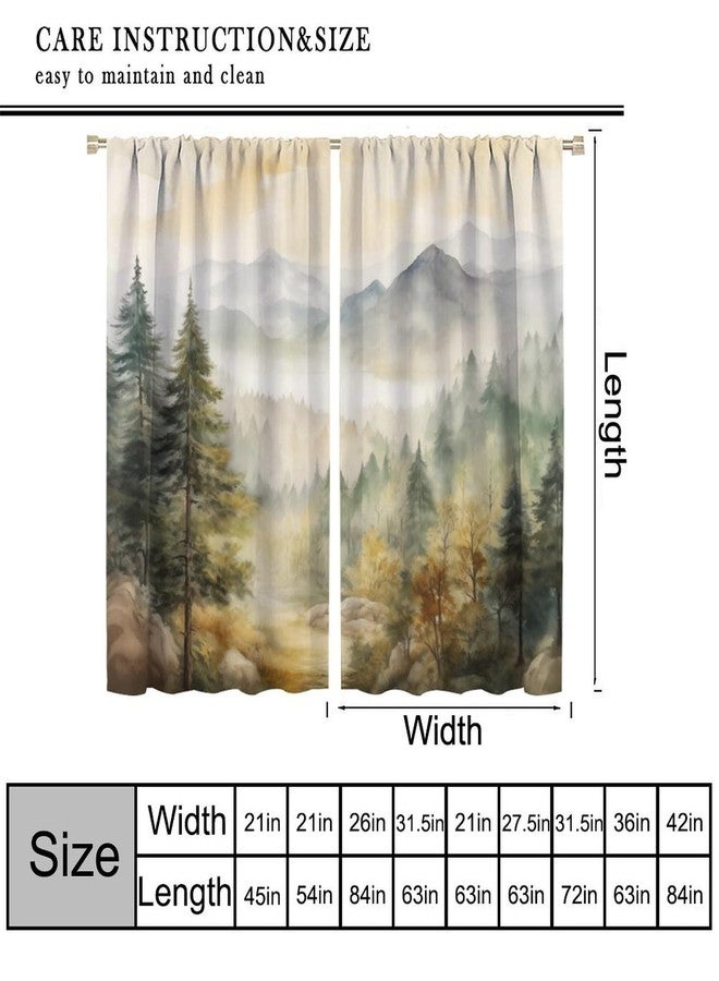 LOMADIA Forest Blackout Curtain for Office, Watercolor Mountain Forest Nature Tree Woodland Home Window Treatments 2 Panels Drapes for Kids Room Living Room Bedroom Decor 42" W X 45" L - Image 3